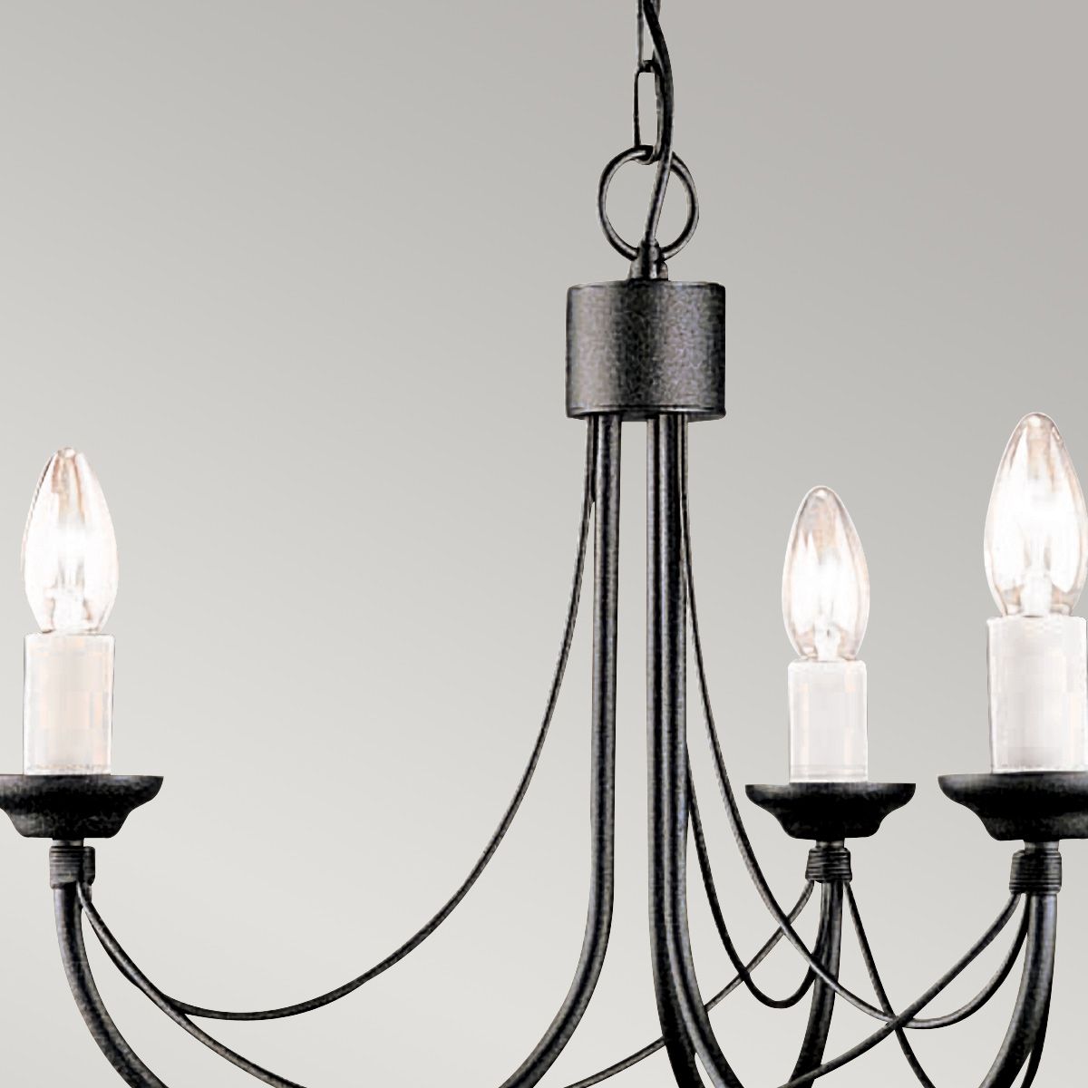 Carisbrooke Kronleuchter mit 3 Lichtern, Schwarz - Elsteadlighting - leuchtengrosshandel24