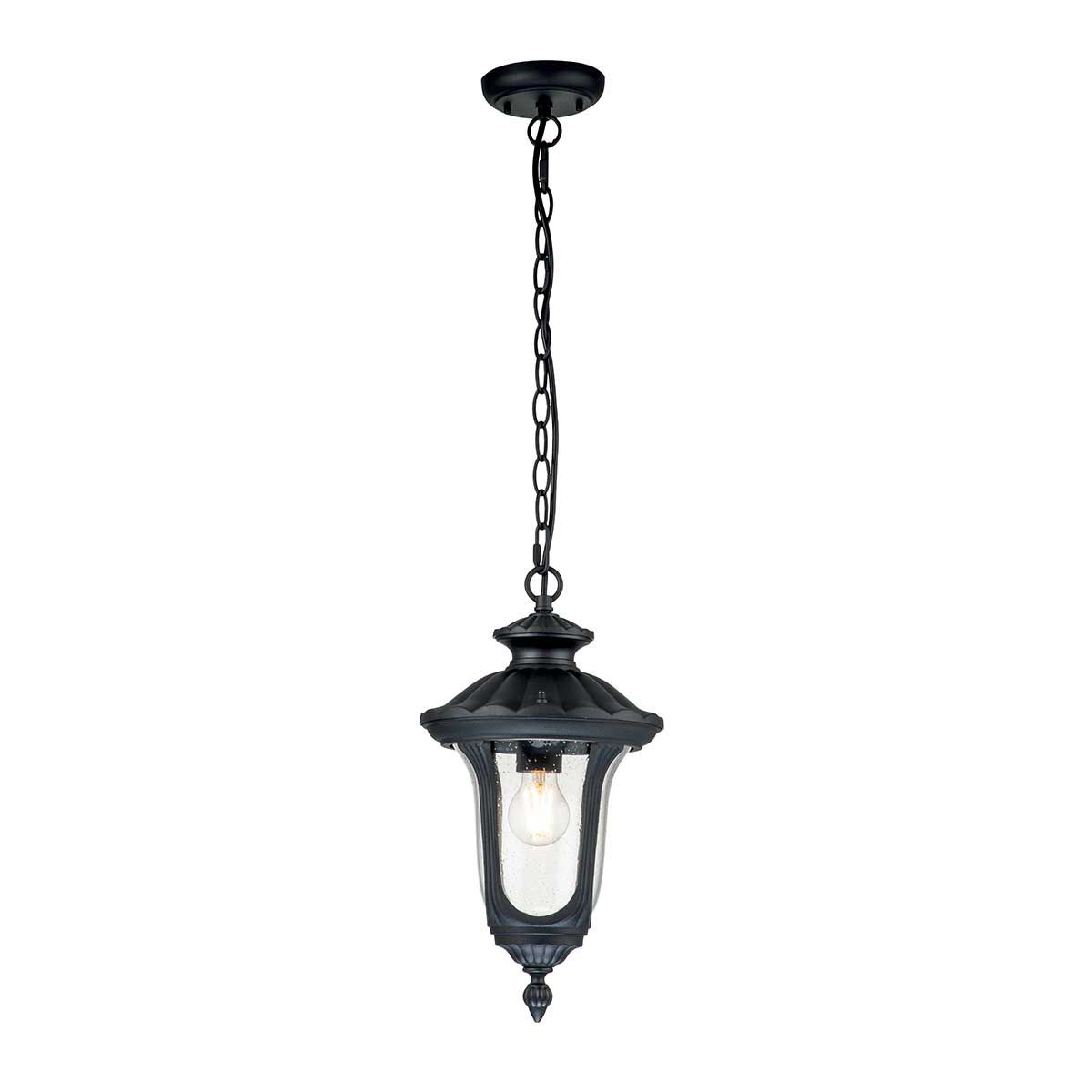 Chicago 1 - flammige kleine Kettenlaterne - Strukturiertes Schwarz - Elsteadlighting - CC8 - S - BK