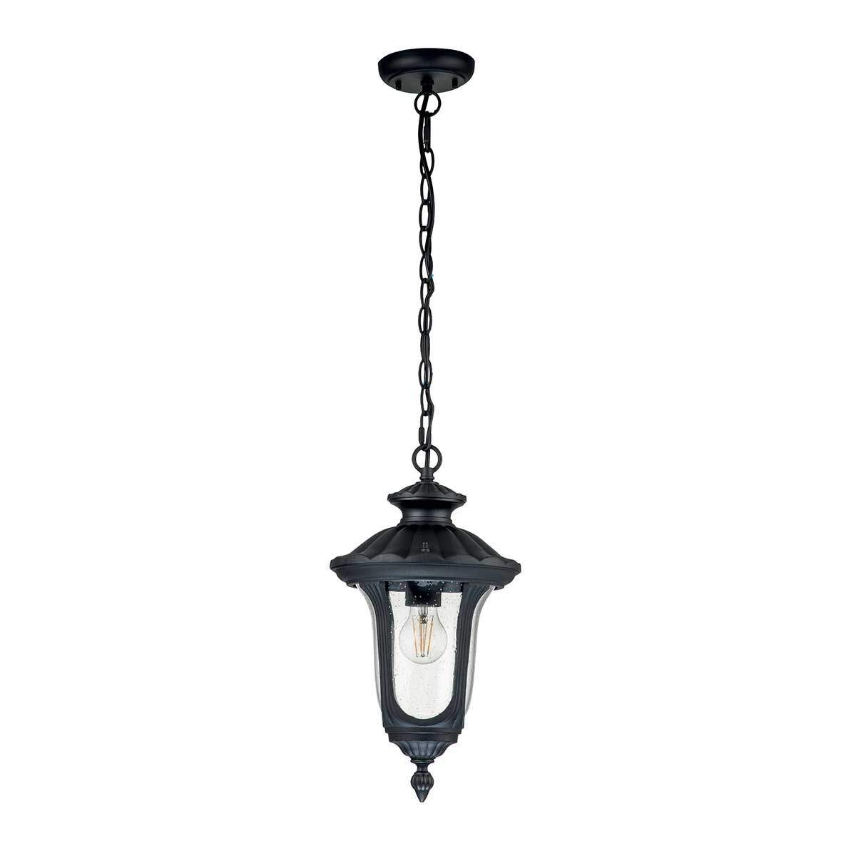 Chicago 1 - flammige kleine Kettenlaterne - Strukturiertes Schwarz - Elsteadlighting - CC8 - S - BK