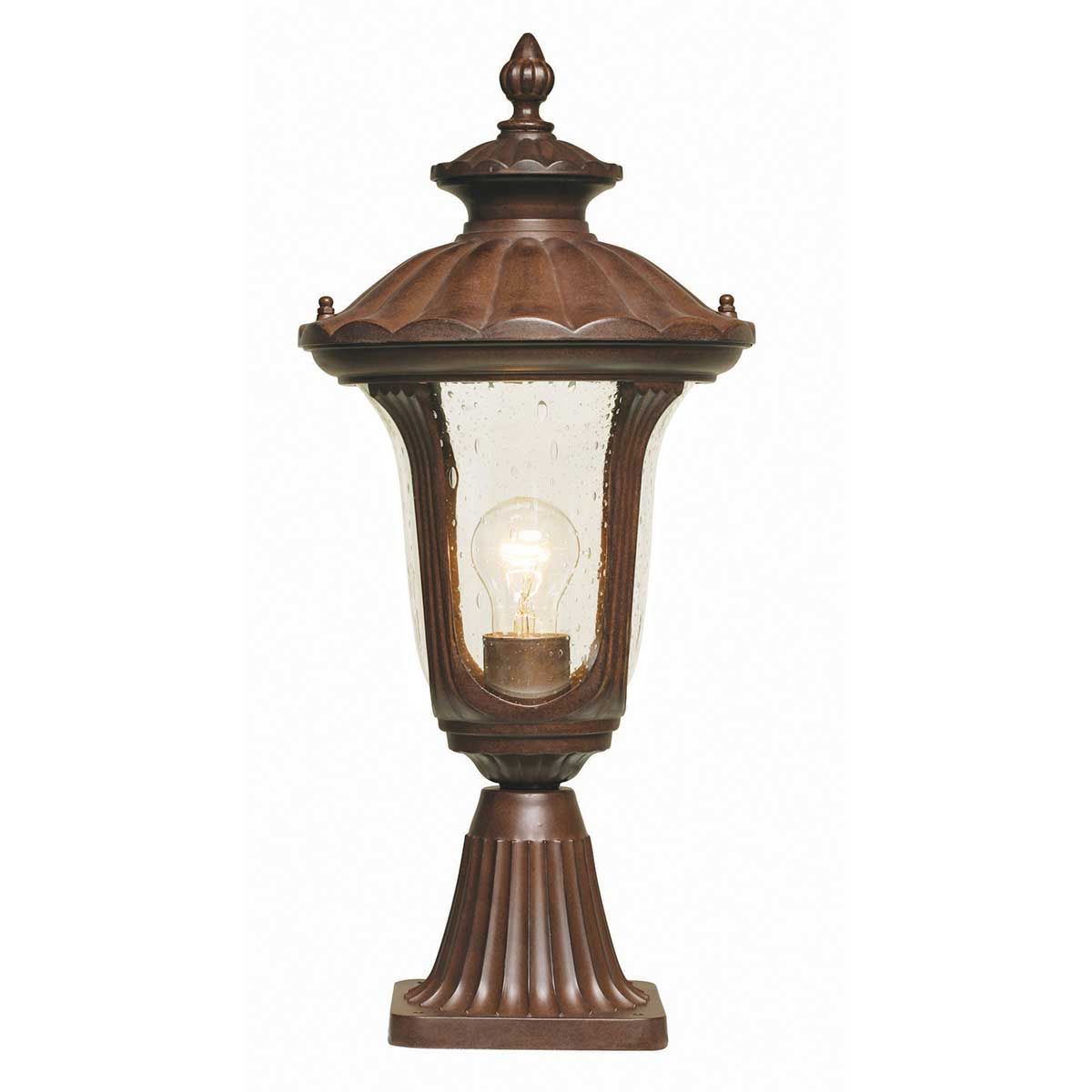Chicago 1 - flammige kleine Sockellaterne – Bronze – rostige Bronzepatina - Elsteadlighting - CC3 - S