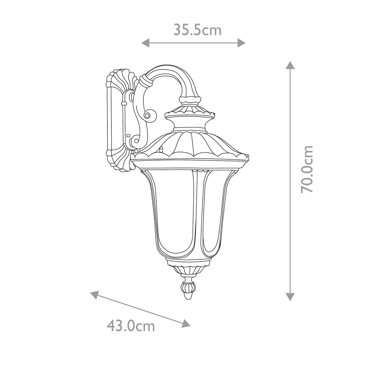 Chicago 4 - flammige große Wandlaterne, rostige Bronzepatina - Elsteadlighting - CC2 - L