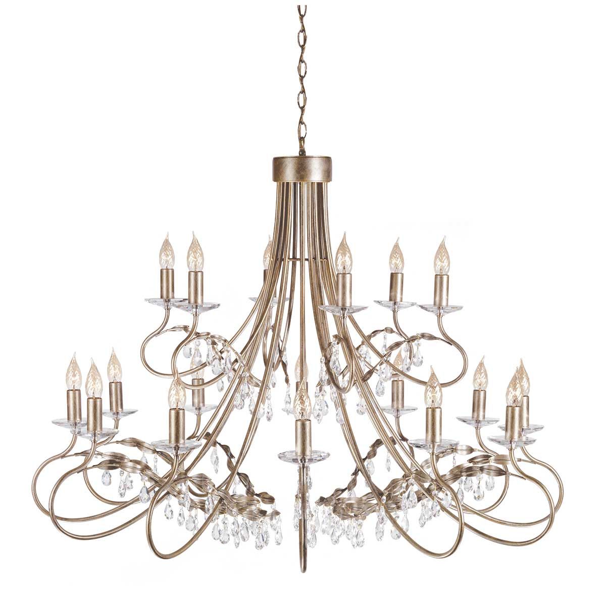 Christina Kronleuchter mit 18 Lichtern, Silber/Gold Patina - Elsteadlighting - leuchtengrosshandel24