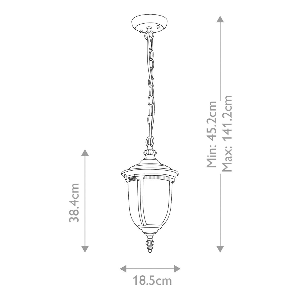 Cleveland 1 - flammige kleine Kettenlaterne - verwitterte Bronze - Elsteadlighting - CL8 - S