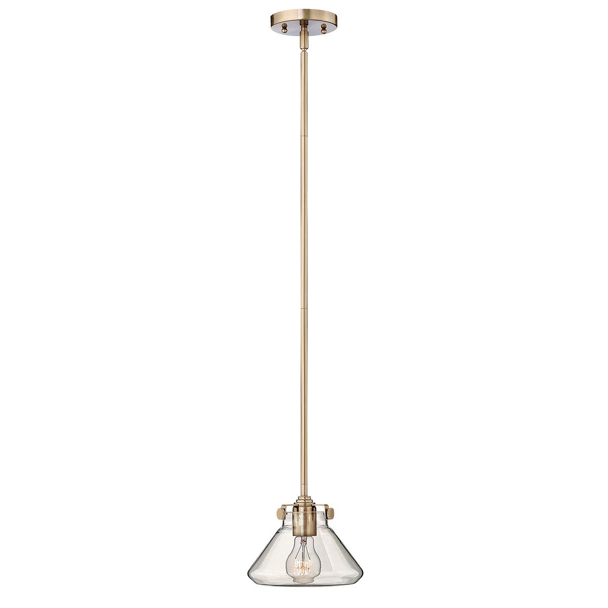 Congress 1-flammige Pendelleuchte aus klarem Glas - Gebürstetes Karamell - Elsteadlighting - leuchtengrosshandel24