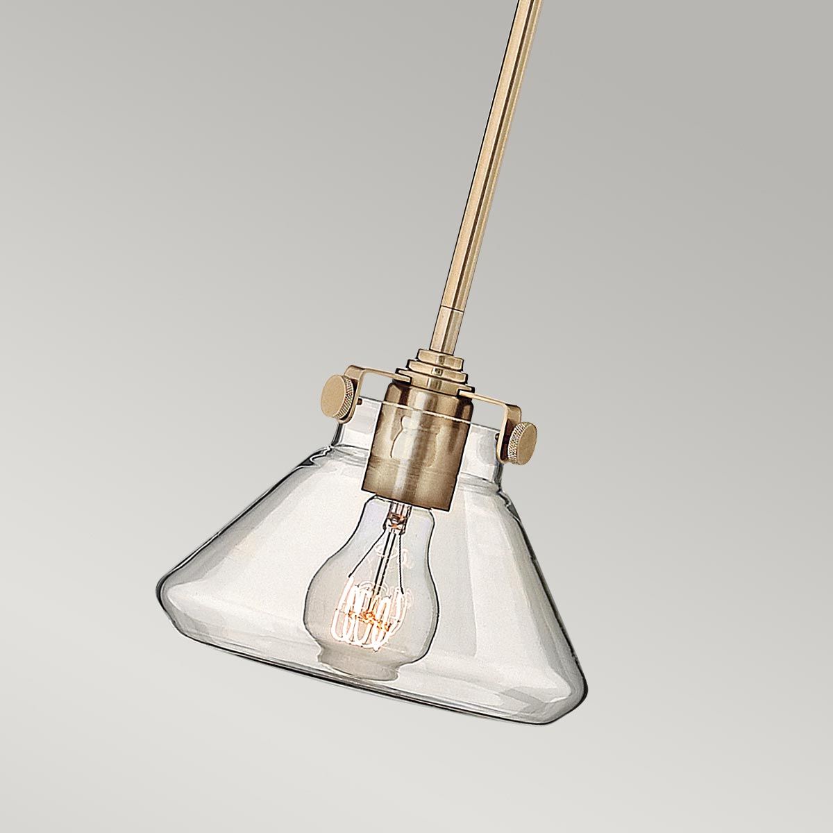 Congress 1-flammige Pendelleuchte aus klarem Glas - Gebürstetes Karamell - Elsteadlighting - leuchtengrosshandel24