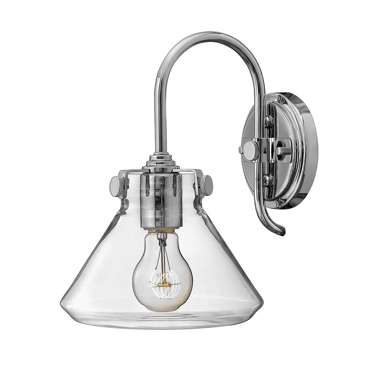 Congress 1-flammige Wandleuchte aus klarem Glas - Chrom - Elsteadlighting - leuchtengrosshandel24