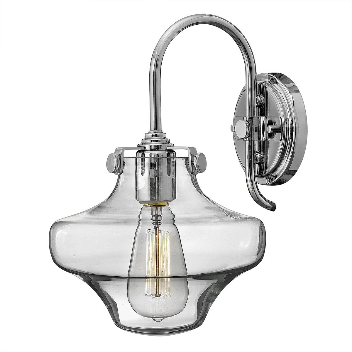 Congress 1-flammige Wandleuchte aus klarem Glas, verchromt - Elsteadlighting - leuchtengrosshandel24