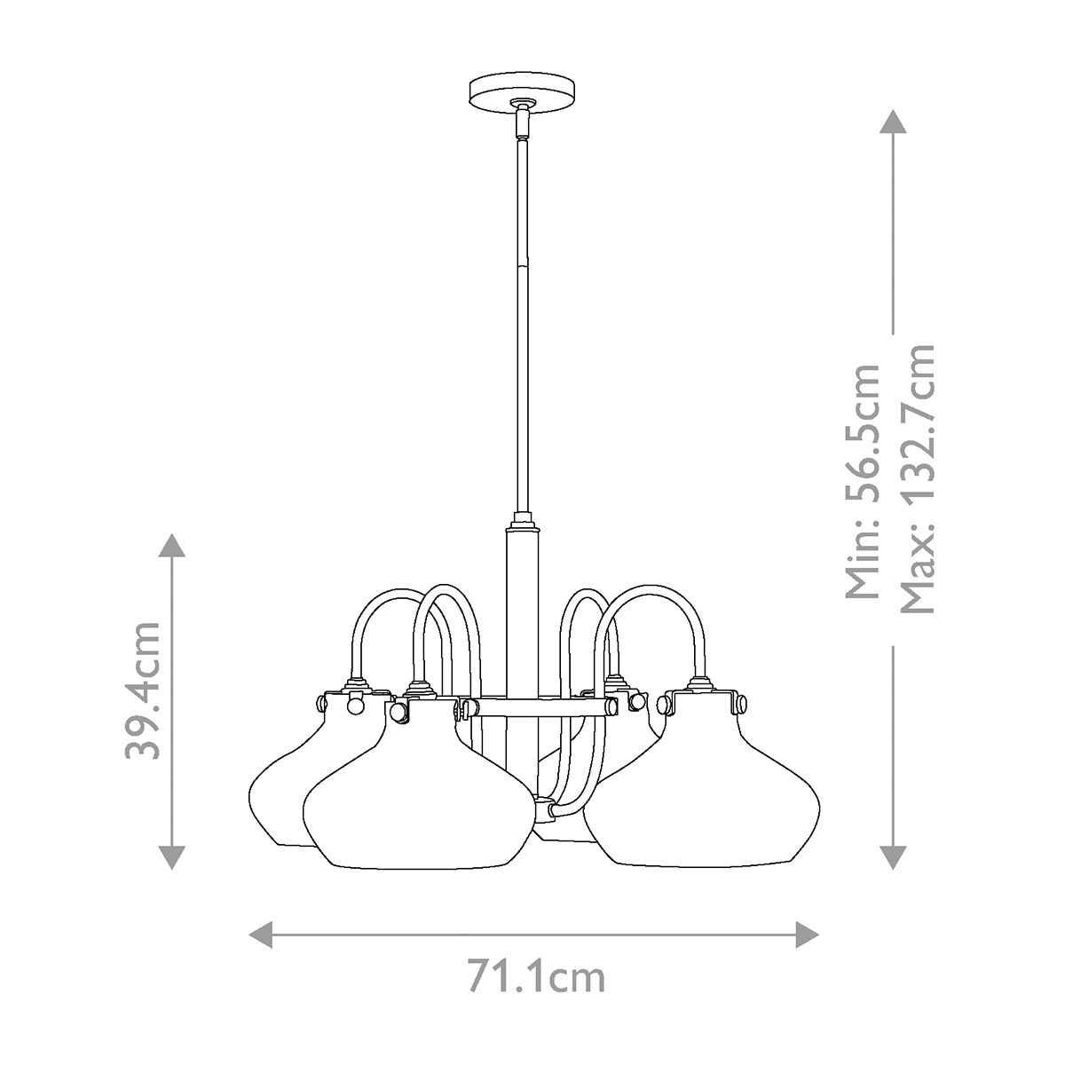 Congress Kronleuchter mit 4 Lichtern - Gebürstetes Karamell - Elsteadlighting - leuchtengrosshandel24