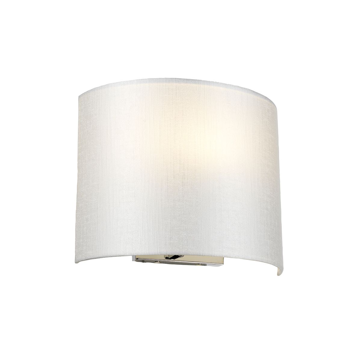 Cooper mittelgroße, gebogene Wandleuchte mit polierter Chrom-Rückplatte und elfenbeinfarbenem Lampenschirm - Elsteadlighting - leuchtengrosshandel24