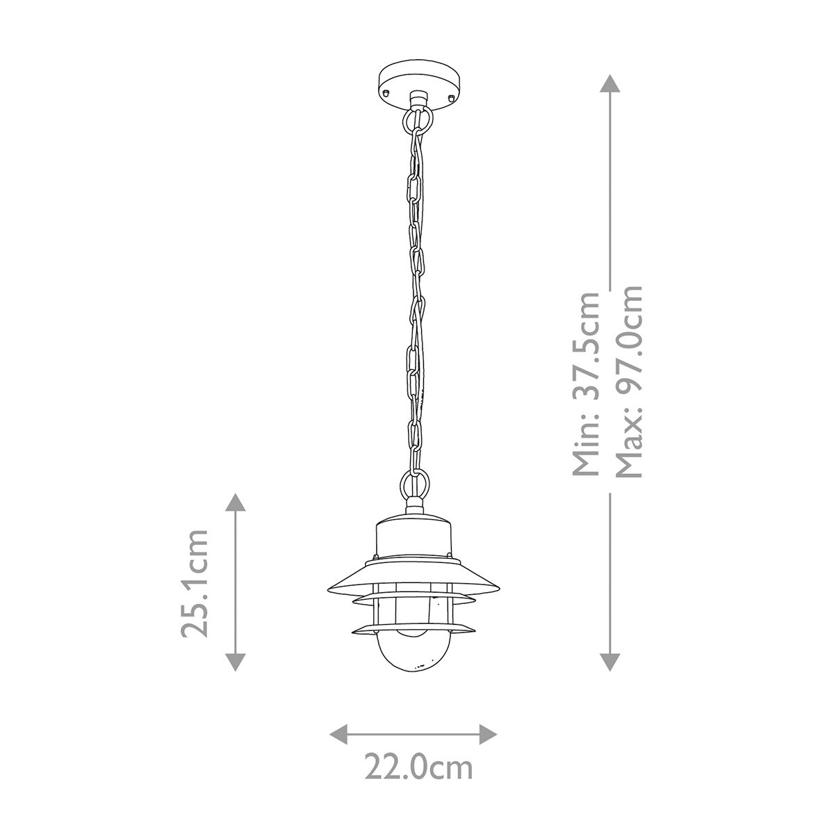 Copenhagen 1 - flammige Kettenlaterne - Silber - Elsteadlighting - COPENHAGEN8 - SIL