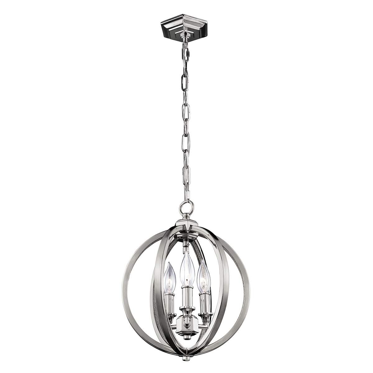 Corinne 3-flammige kleine Pendelleuchte - Poliertes Nickel, Kristalle - Elsteadlighting - leuchtengrosshandel24
