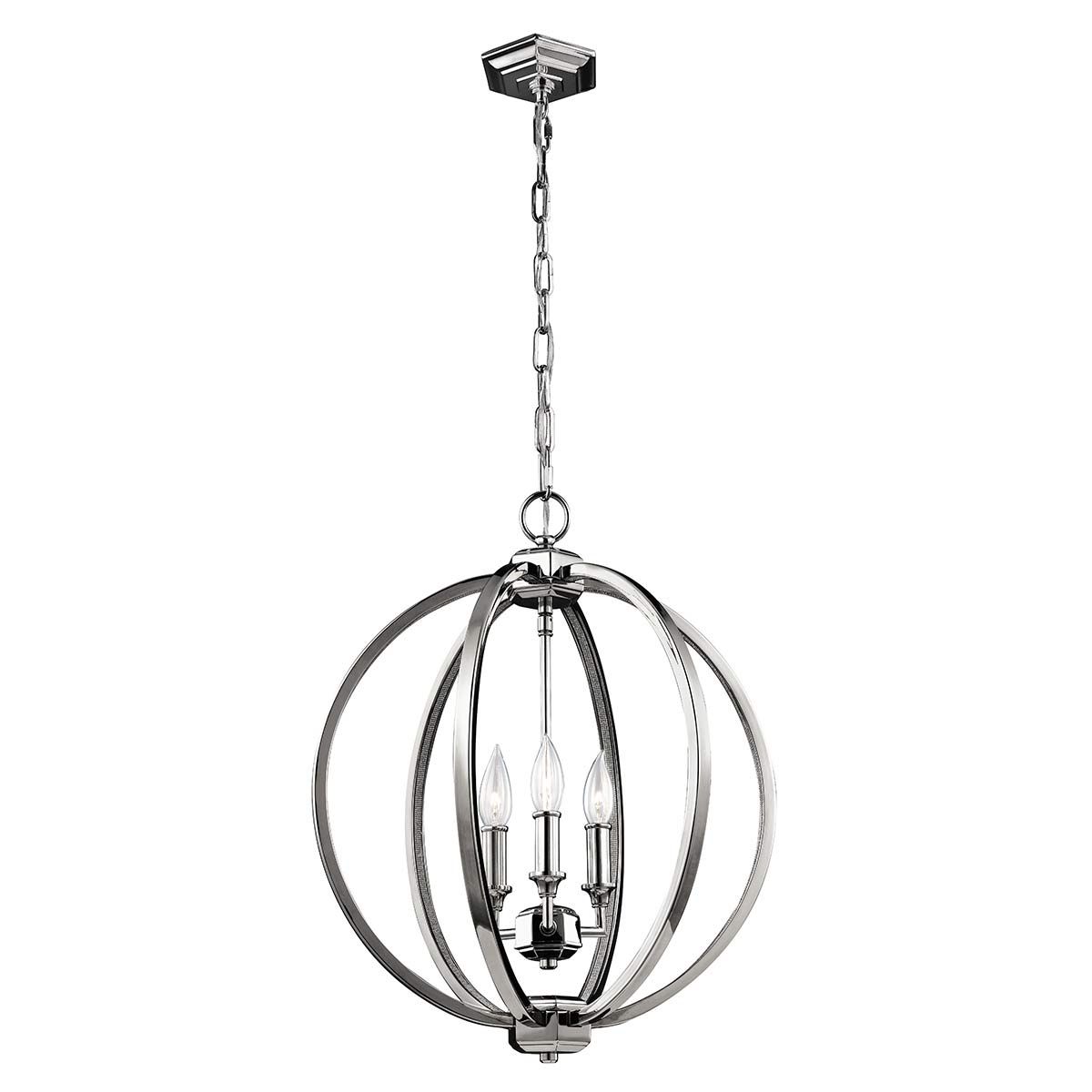 Corinne 3-flammige Pendelleuchte, mittelgroß, poliertes Nickel, Kristalle - Elsteadlighting - leuchtengrosshandel24