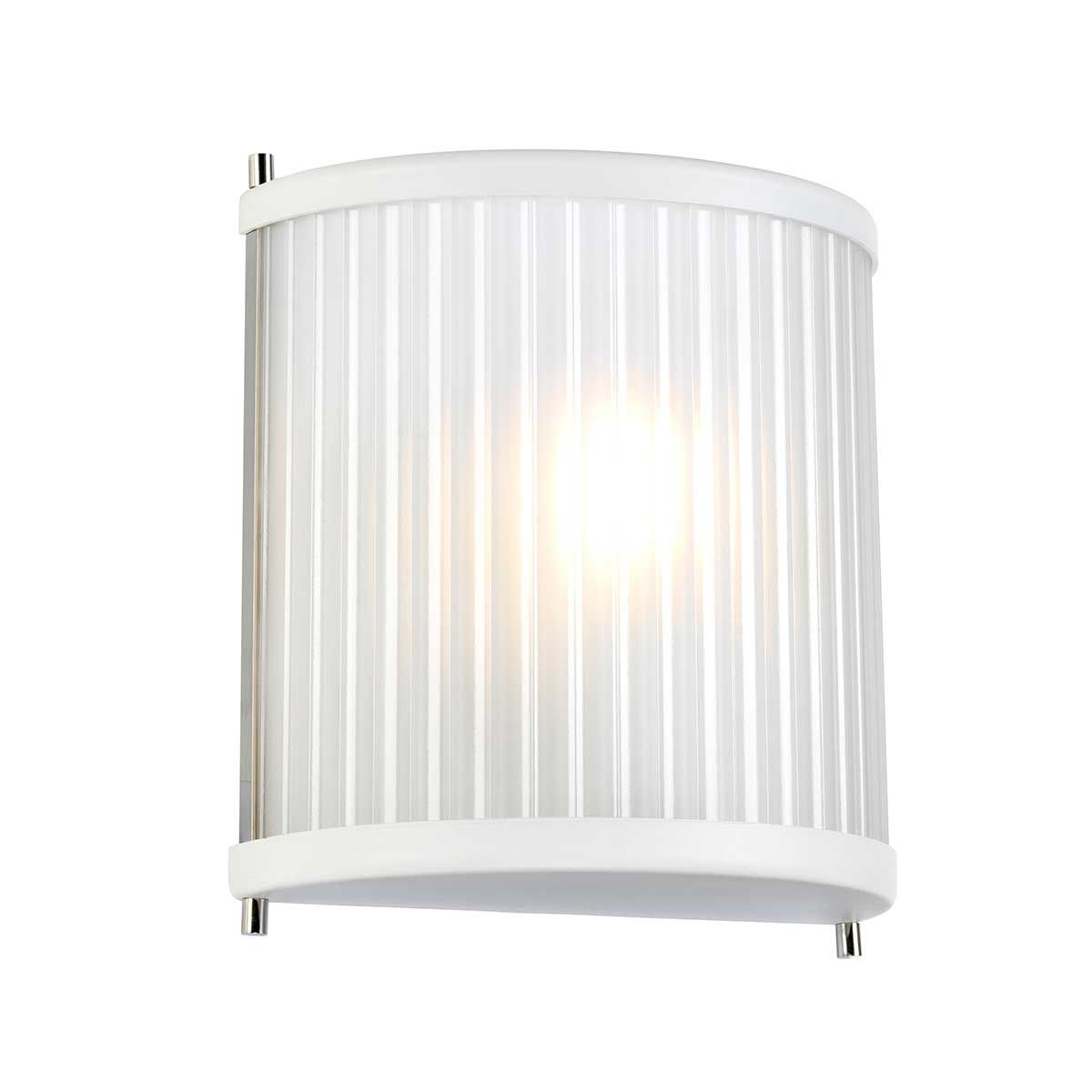 Corona 1-flammige Wandleuchte - Weiß satiniert/Nickel poliert - Elsteadlighting - leuchtengrosshandel24