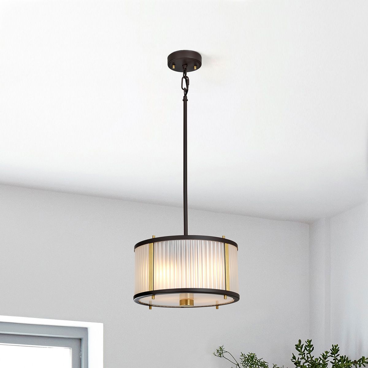 Corona Pendelleuchte mit 2 Lichtern - Museumsbronze dunkelbraun lackiert/gealtertes Messing - Elsteadlighting - leuchtengrosshandel24