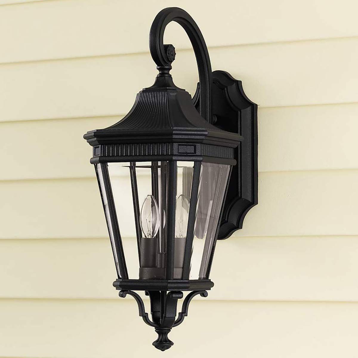 Cotswold Lane Wandlaterne, 2 Lichter, mittelgroß, Schwarz - Elsteadlighting - FE - COTSLN2 - M - BK