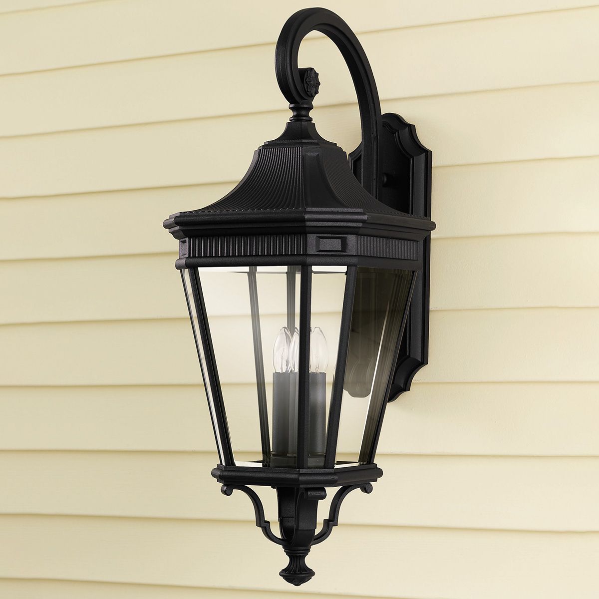 Cotswold Lane Wandlaterne mit 3 Lichtern, groß, Schwarz - Elsteadlighting - FE - COTSLN2 - L - BK