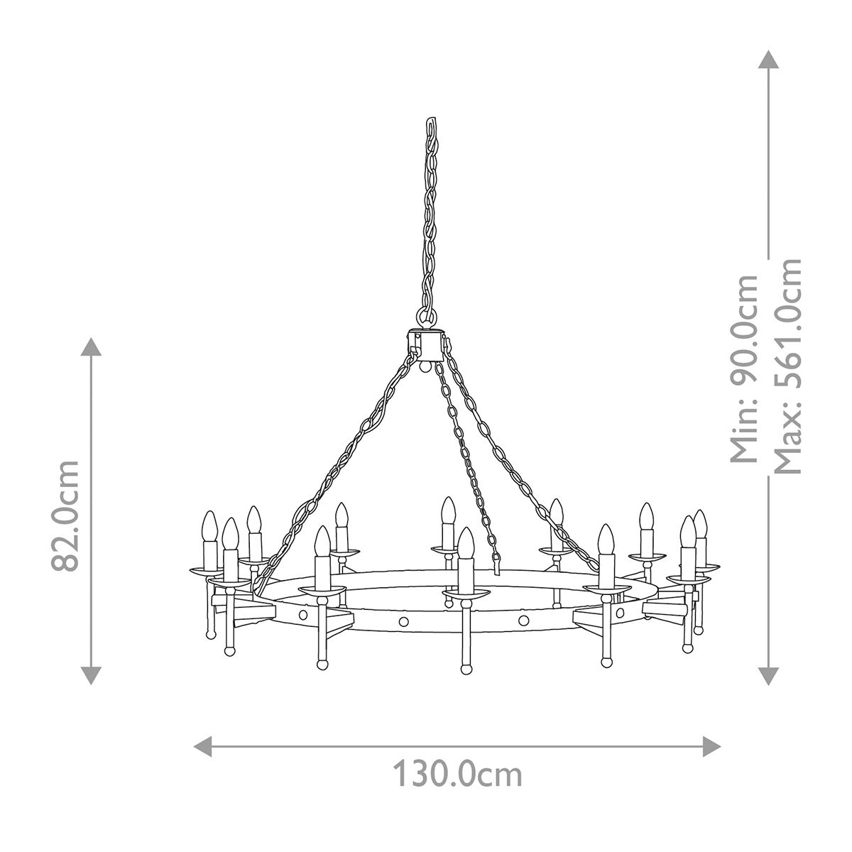 Cromwell Kronleuchter mit 12 Lichtern, alte Bronze - Elsteadlighting - leuchtengrosshandel24