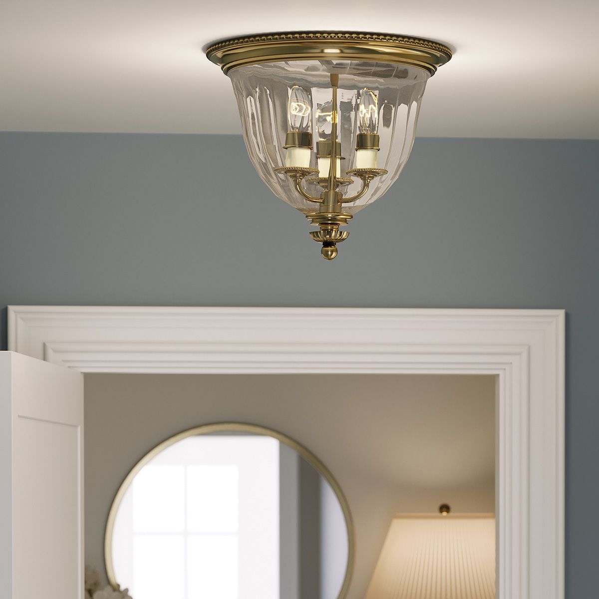 Deckenleuchte „Cambridge“ mit 3 Lichtern, brüniertes Messing - Elsteadlighting - leuchtengrosshandel24
