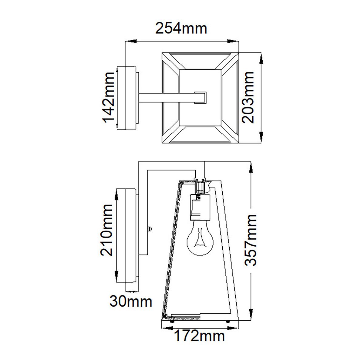 Delison 1 - flammige Wandlaterne - Mittelgroß - Geriebene Bronze - Elsteadlighting - KL - DELISON - M - RZ