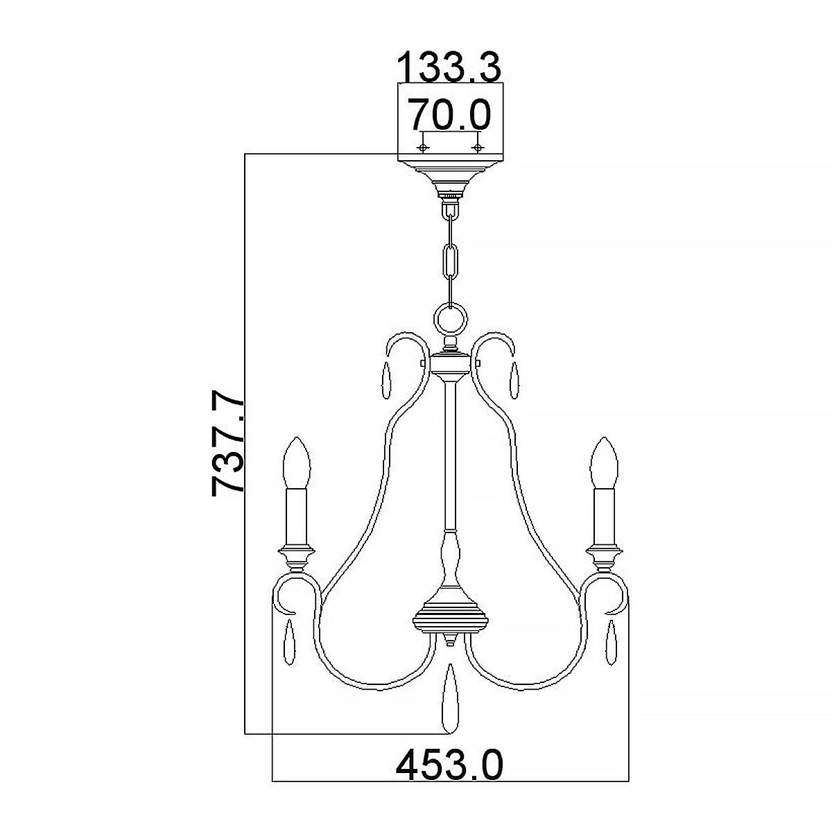 DeWitt Kronleuchter mit 3 Lichtern, Sonnenaufgangssilber - Elsteadlighting - leuchtengrosshandel24