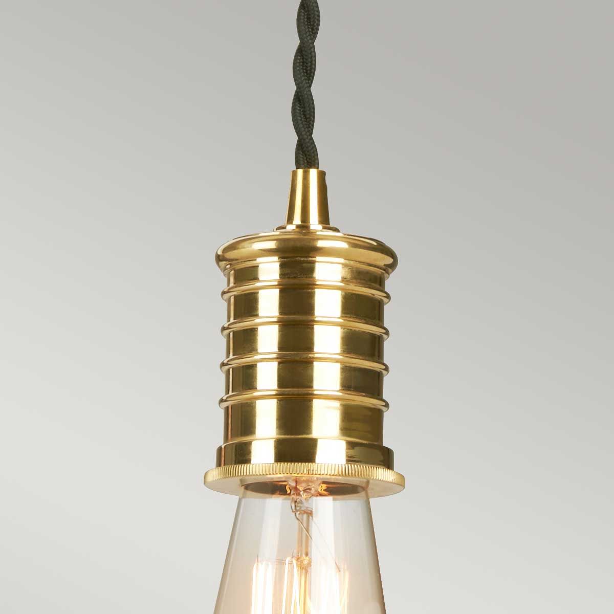 Douille Pendelleuchte mit 1 Licht - Schwarz/Poliertes Messing - Elsteadlighting - leuchtengrosshandel24