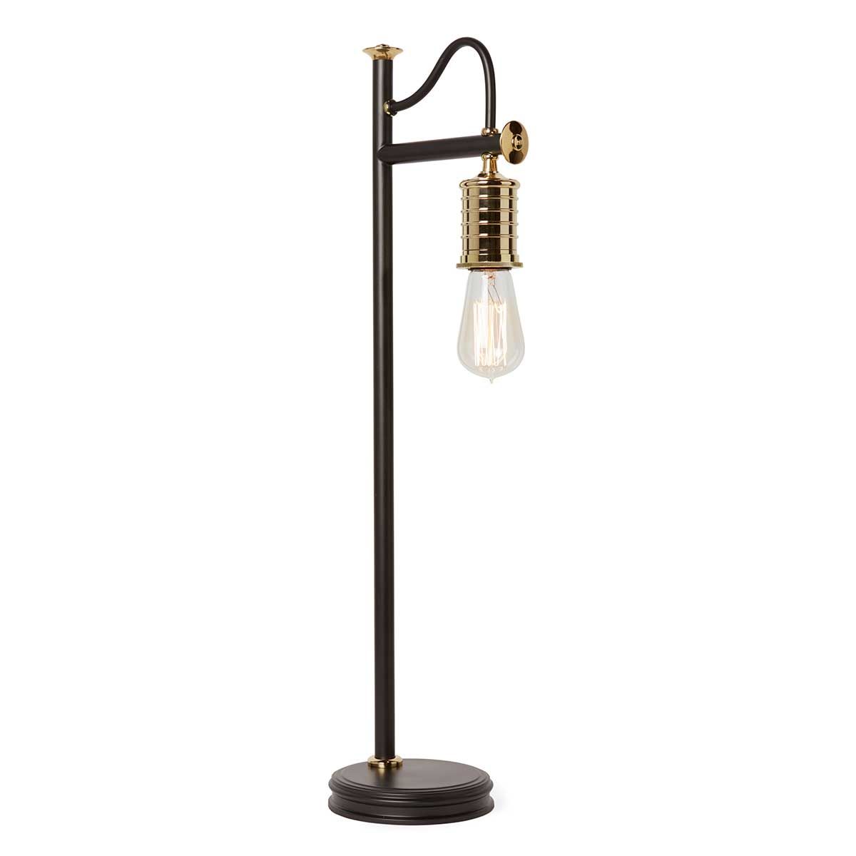 Douille Tischlampe mit 1 Licht, Schwarz/poliertes Messing mit klarem Schirm - Elsteadlighting - leuchtengrosshandel24