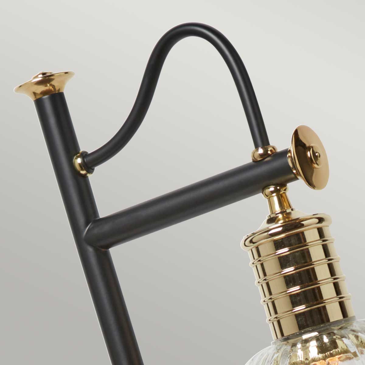 Douille Tischlampe mit 1 Licht, Schwarz/poliertes Messing mit klarem Schirm - Elsteadlighting - leuchtengrosshandel24