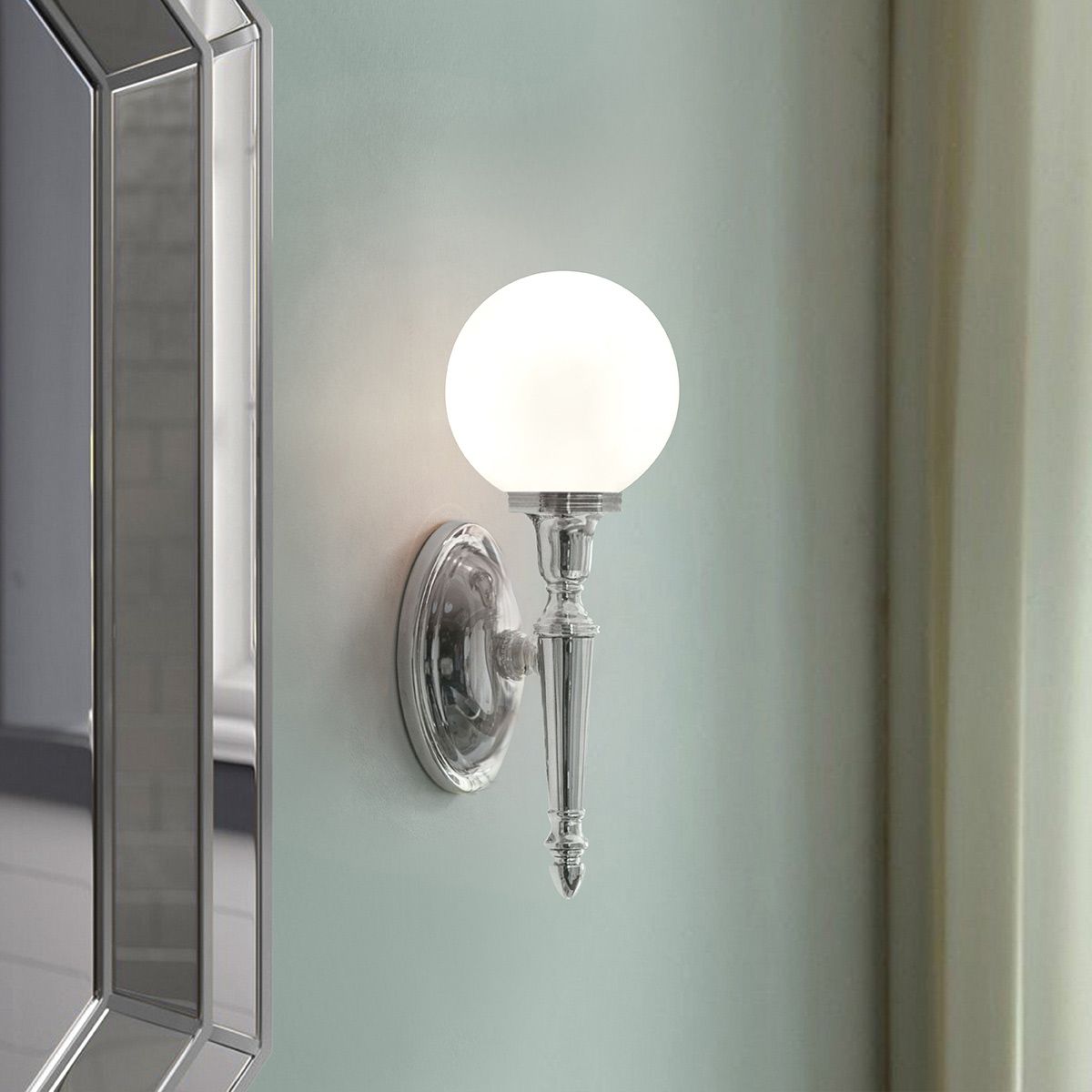 Dryden 1-flammige Wandleuchte für Badezimmer, poliertes Chrom - Elsteadlighting - leuchtengrosshandel24