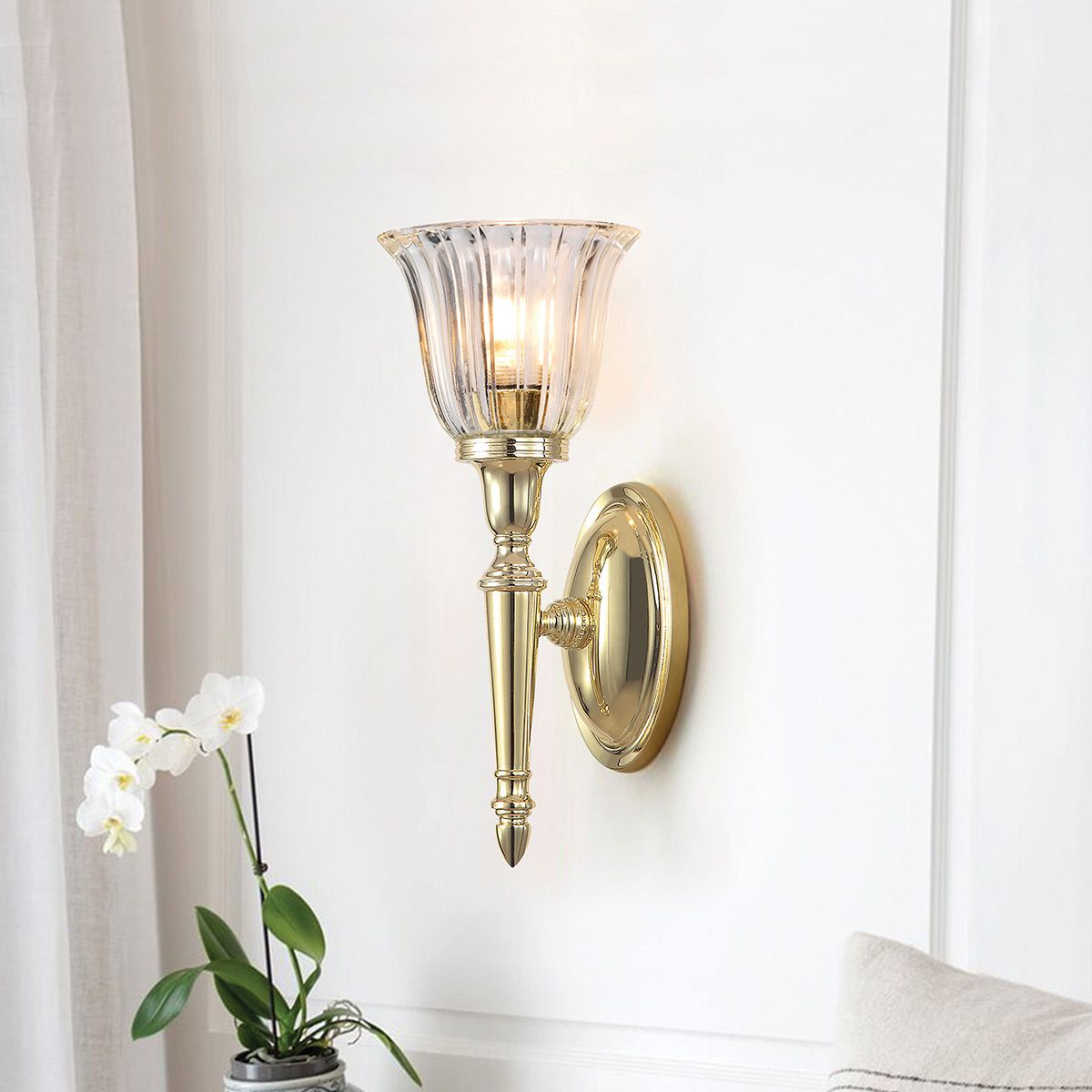 Dryden 1-flammige Wandleuchte - Poliertes Messing - Elsteadlighting - leuchtengrosshandel24