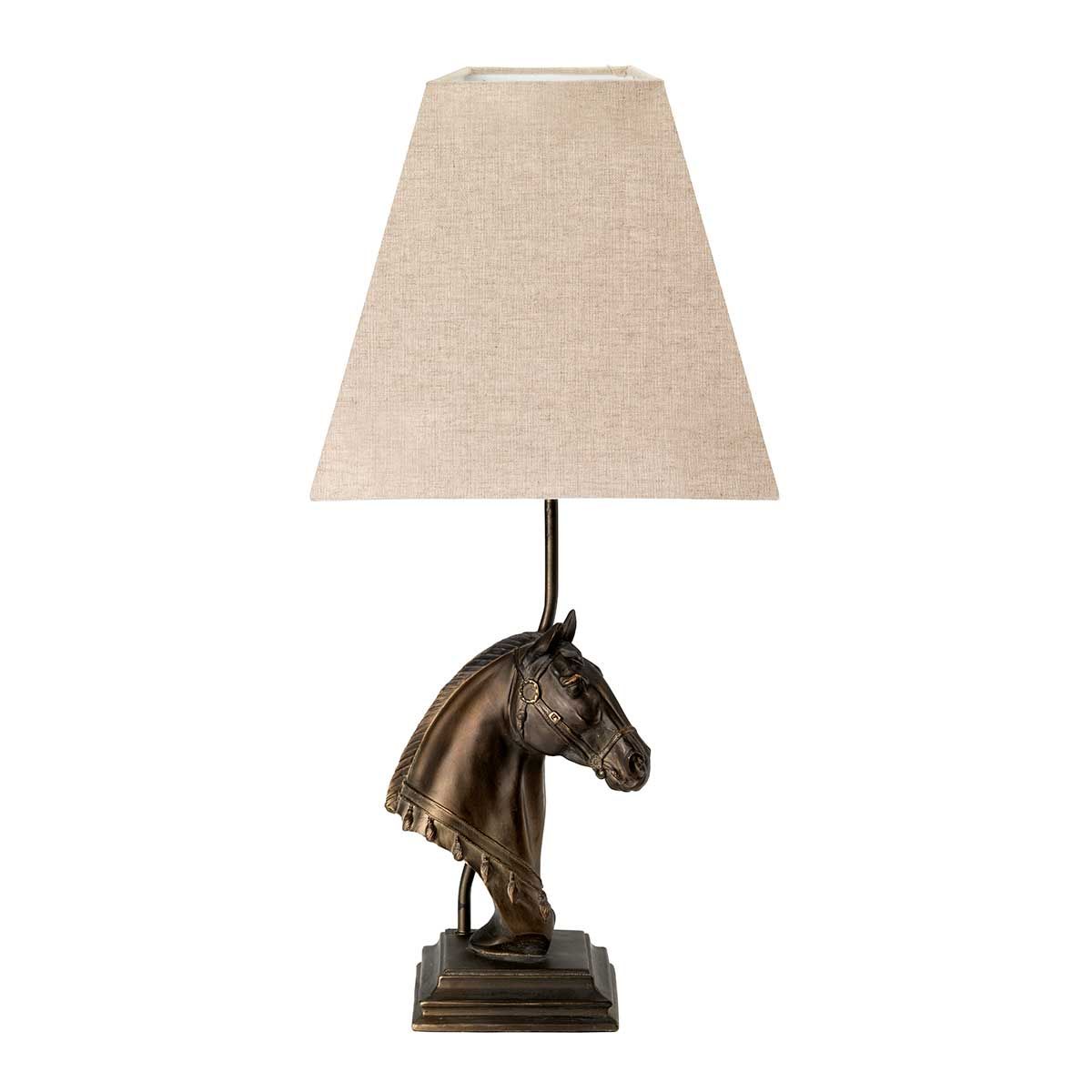 Eclipse 1-flammige Tischlampe mit konischem, quadratischem Schirm, Bronzepatina mit natürlichem Schirm - Elsteadlighting - leuchtengrosshandel24