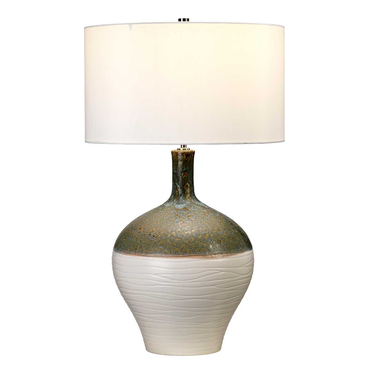 Eden Park Tischlampe mit 1 Licht, Grün, Türkis und Gold mit cremefarbenem Schirm - Elsteadlighting - leuchtengrosshandel24