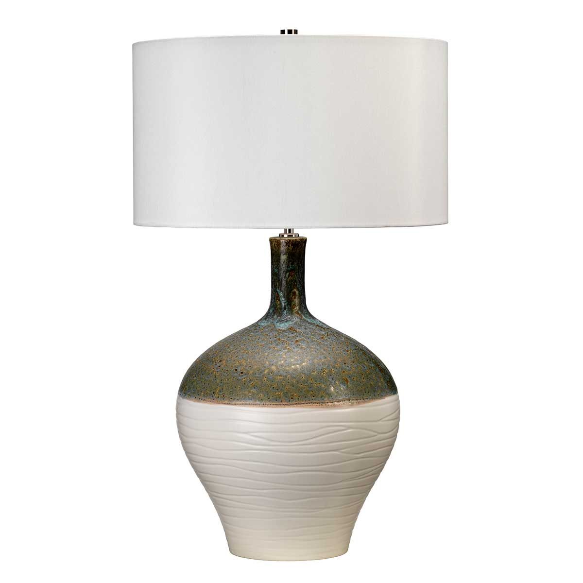 Eden Park Tischlampe mit 1 Licht, Grün, Türkis und Gold mit cremefarbenem Schirm - Elsteadlighting - leuchtengrosshandel24