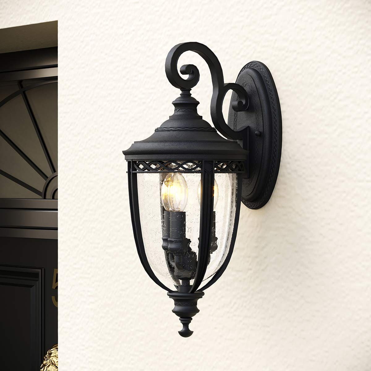 English Bridle 3 - flammige große Wandlaterne - Schwarz - Elsteadlighting - FE - EB2 - L - BLK