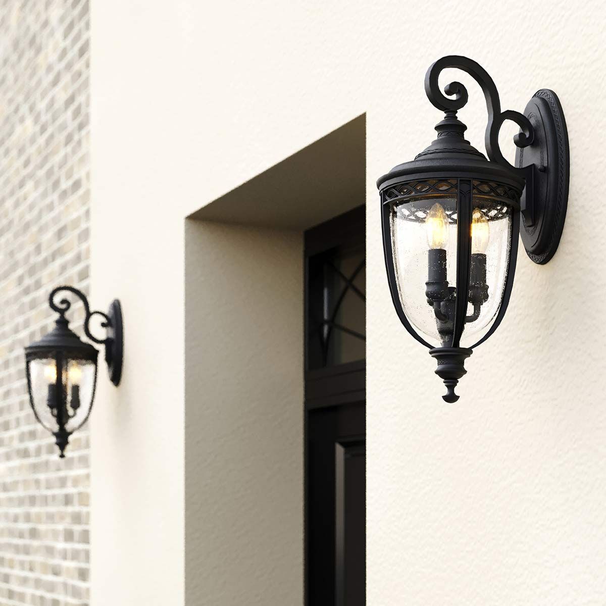 English Bridle 3 - flammige große Wandlaterne - Schwarz - Elsteadlighting - FE - EB2 - L - BLK