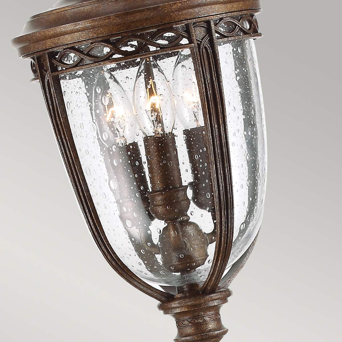 English Bridle 3 - flammige mittelgroße Säulenlaterne - Britische Bronze - Elsteadlighting - FE - EB4 - M - BRB