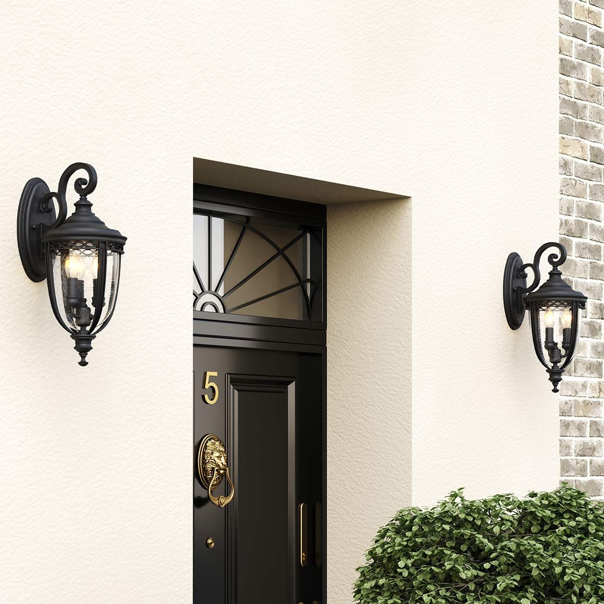 English Bridle 3 - flammige mittelgroße Wandlaterne - Schwarz - Elsteadlighting - FE - EB2 - M - BLK