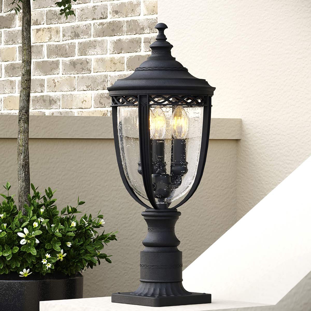 English Bridle 3 Light Medium Pedestal - Schwarz - Elsteadlighting - FE - EB3 - M - BLK