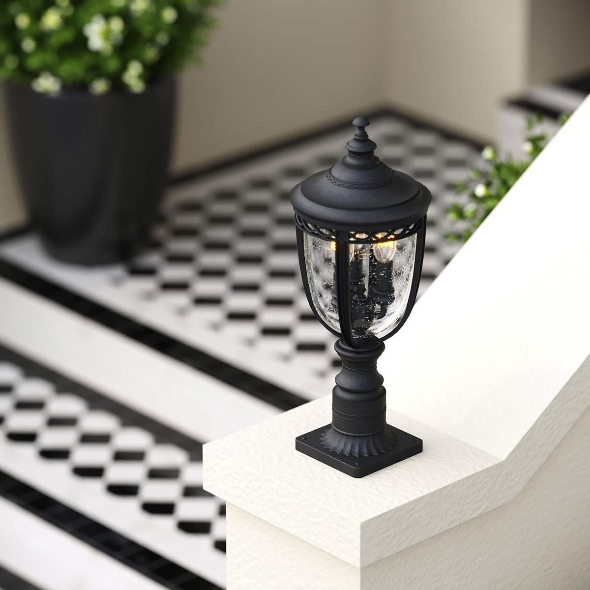 English Bridle 3 Light Medium Pedestal - Schwarz - Elsteadlighting - FE - EB3 - M - BLK