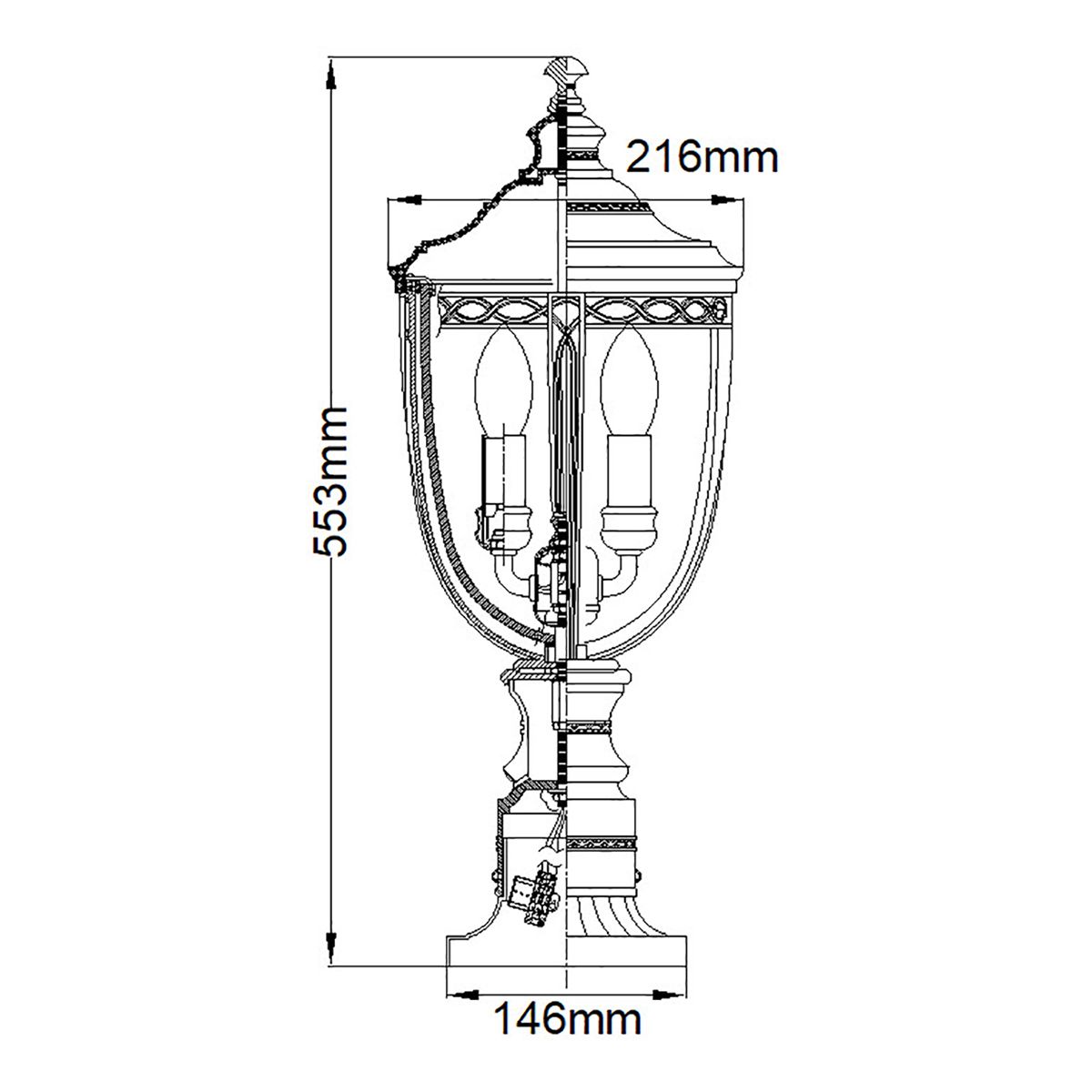 English Bridle 3 Light Medium Pedestal - Schwarz - Elsteadlighting - FE - EB3 - M - BLK