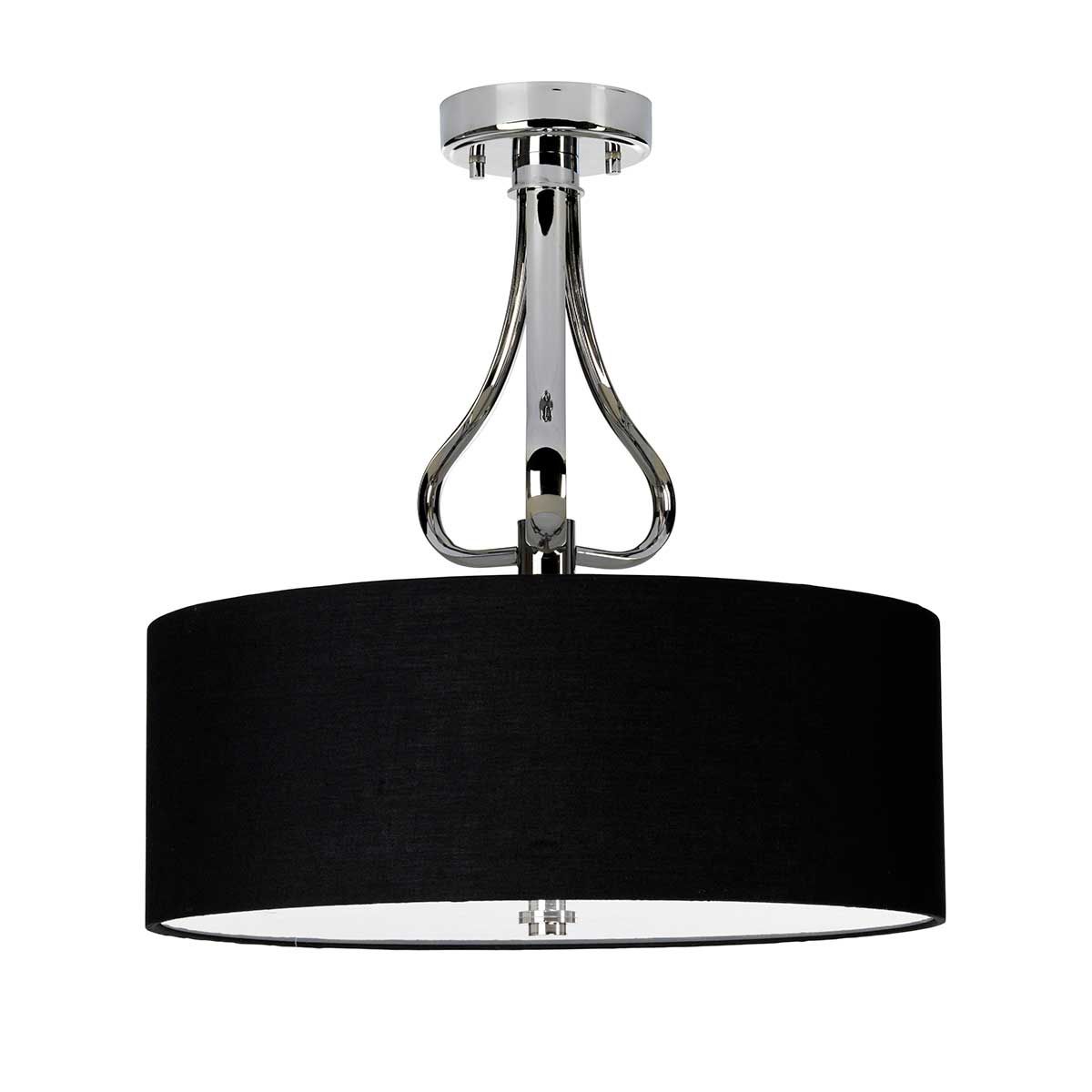 Falmouth 3-flammige Deckenleuchte, halbbündig, poliertes Chrom/schwarzer Schirm - Elsteadlighting - leuchtengrosshandel24