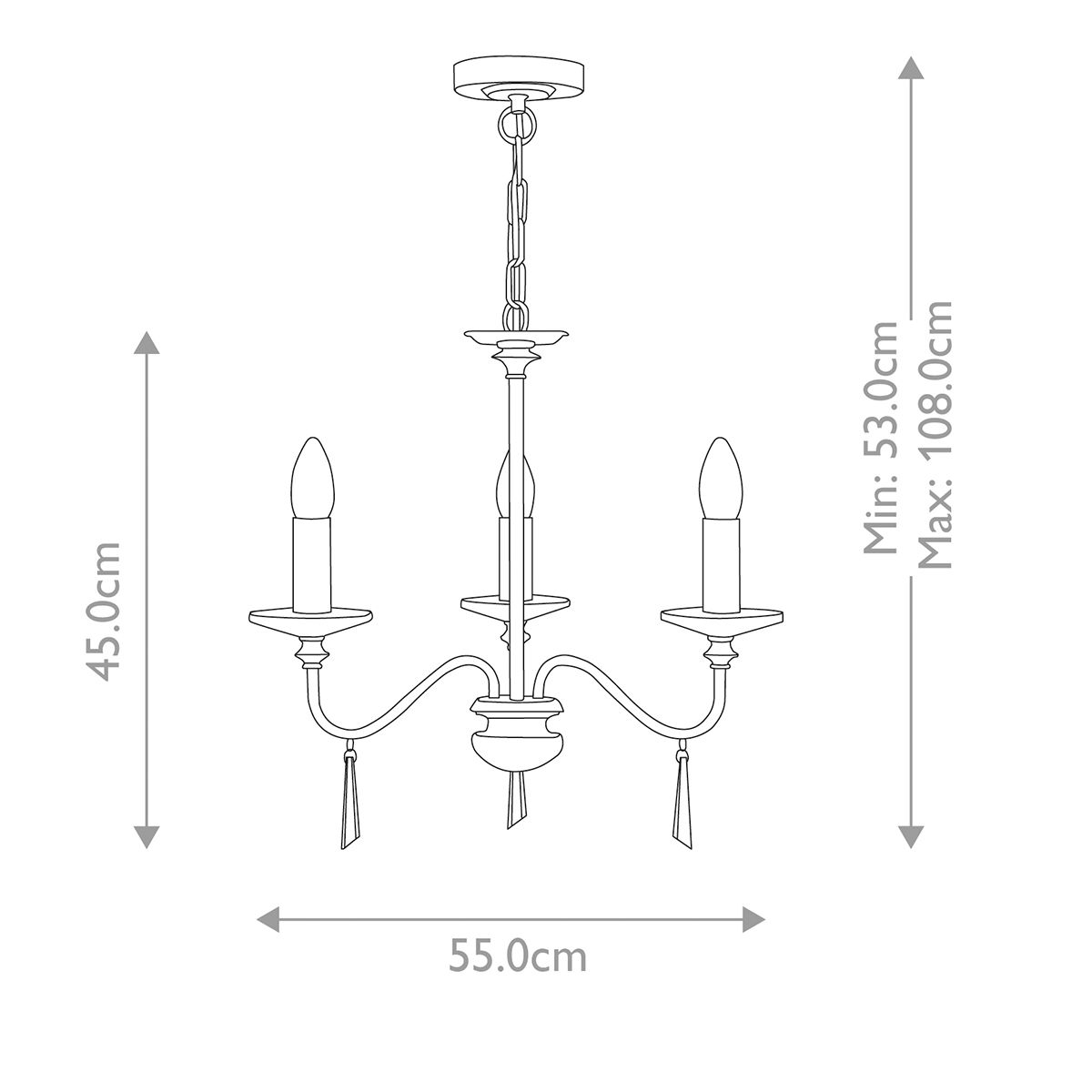 Finsbury Park Kronleuchter mit 3 Lichtern, alte Bronze - Elsteadlighting - leuchtengrosshandel24