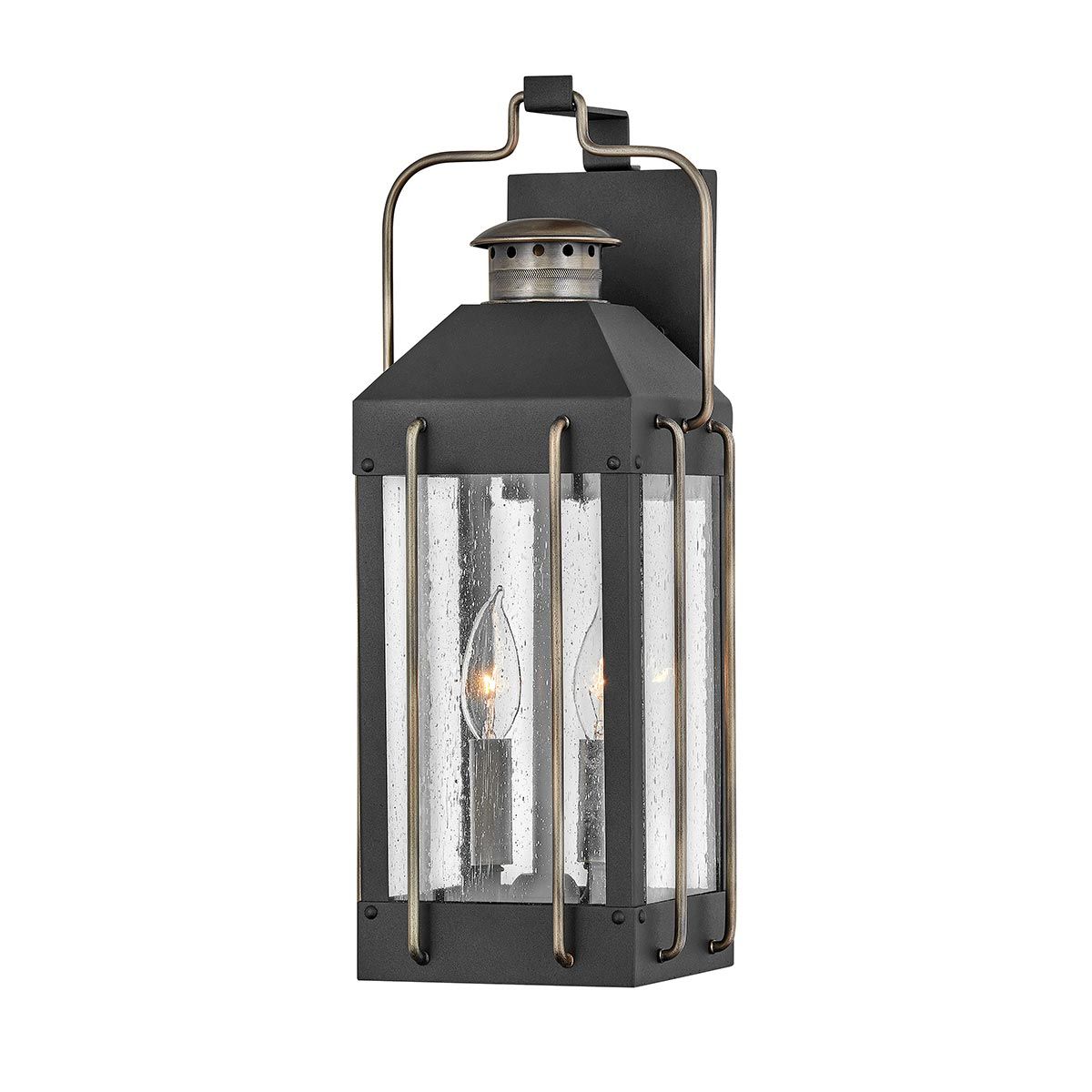 Fitzgerald 2 - flammige mittelgroße Wandlaterne - Strukturiertes Schwarz mit brünierter Bronze - Elsteadlighting - HK - FITZGERALD2 - M