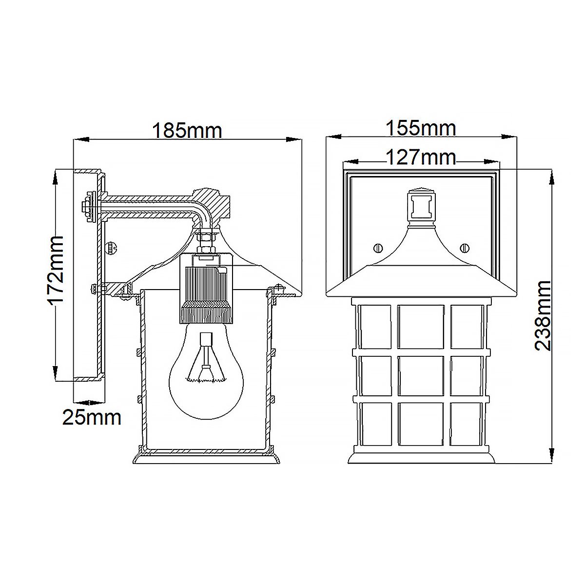Freeport 1 - flammige kleine Wandlaterne - Strukturiertes Weiß - Elsteadlighting - HK - FREEPORT2 - S - TWH