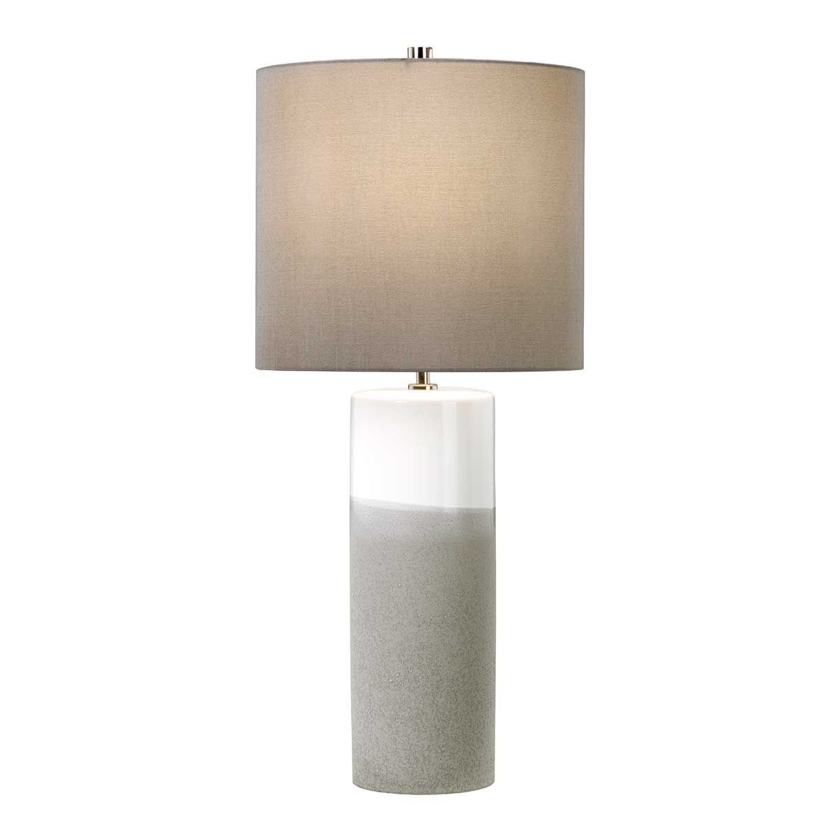 Fulwell 1-flammige Tischlampe - Weiß glänzend und Mattgrau mit dunkelgrauem Schirm - Elsteadlighting - leuchtengrosshandel24
