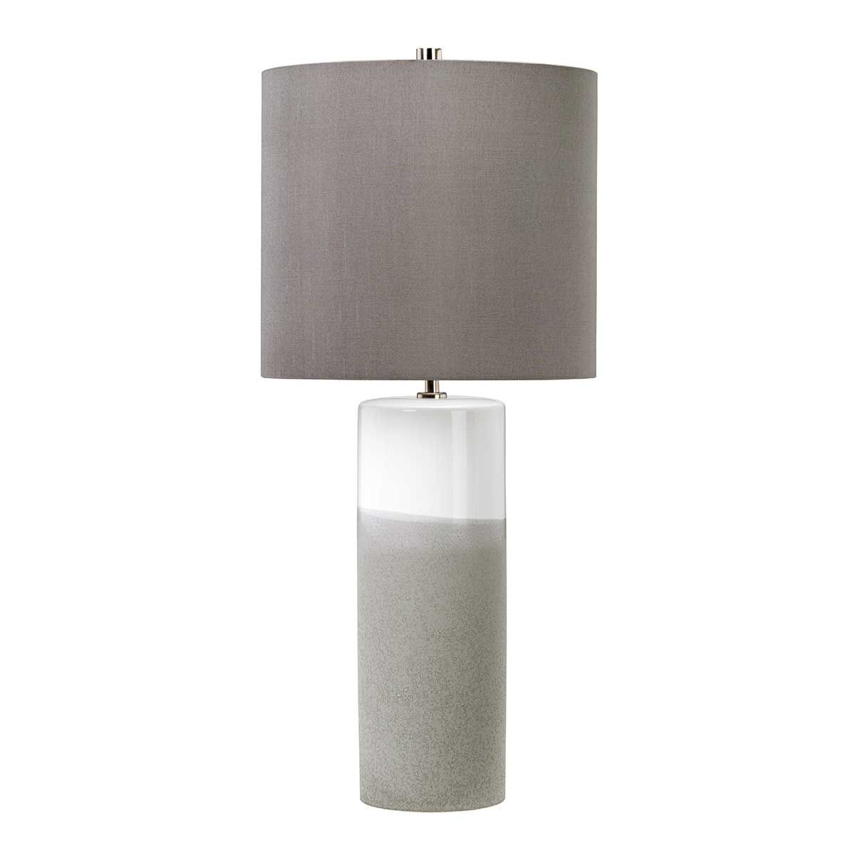 Fulwell 1-flammige Tischlampe - Weiß glänzend und Mattgrau mit dunkelgrauem Schirm - Elsteadlighting - leuchtengrosshandel24
