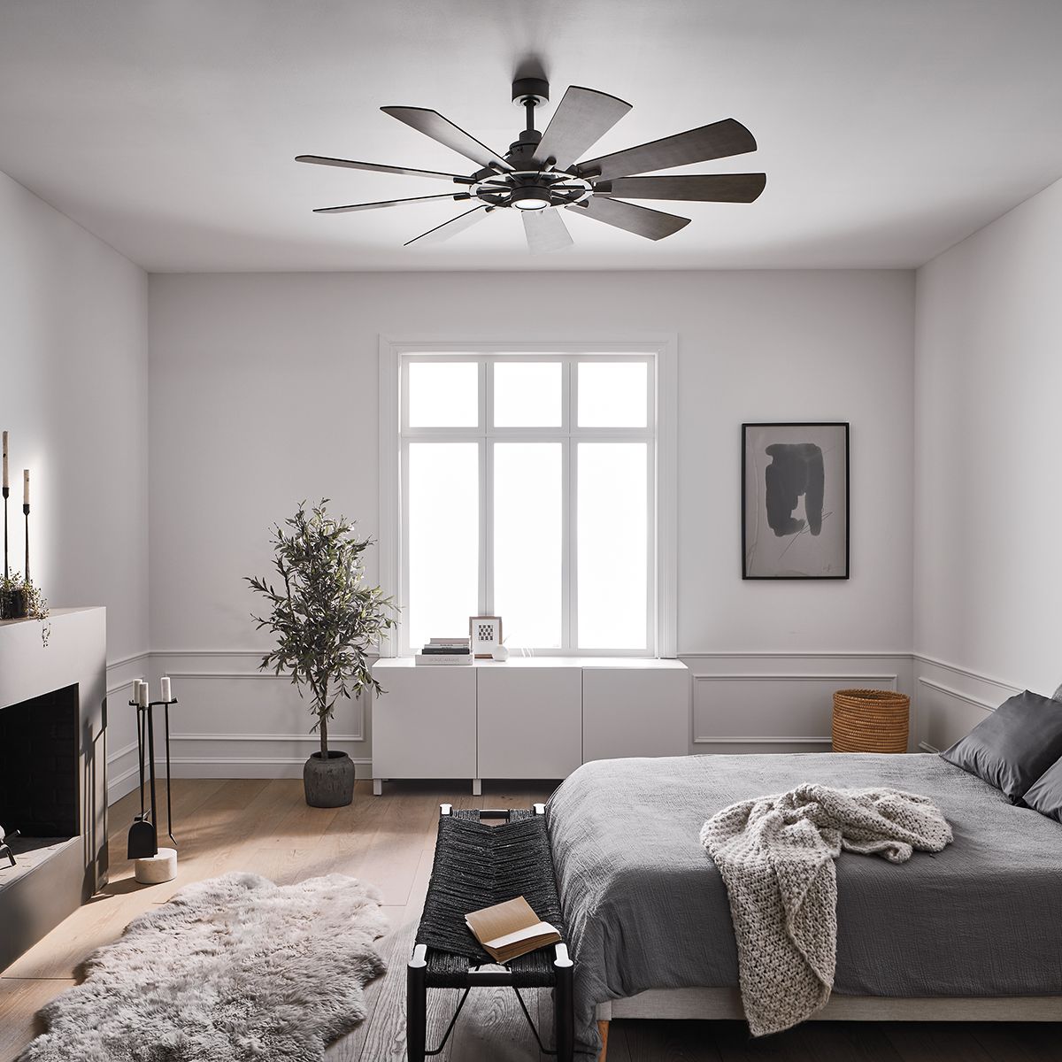 Gentry - 65 Zoll / 165 cm Ventilator - Verwittertes Zink - Elsteadlighting - leuchtengrosshandel24