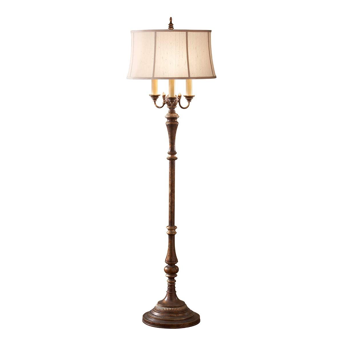 Gibson 4-flammige Stehlampe - Cambridge Crackle mit Desert-Schirm - Elsteadlighting - leuchtengrosshandel24