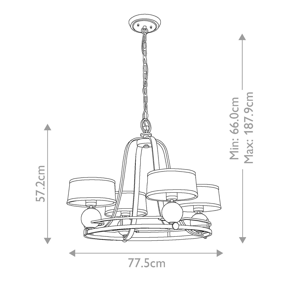 Gotham Kronleuchter mit 4 Lichtern - Imperiales Silber - Elsteadlighting - leuchtengrosshandel24