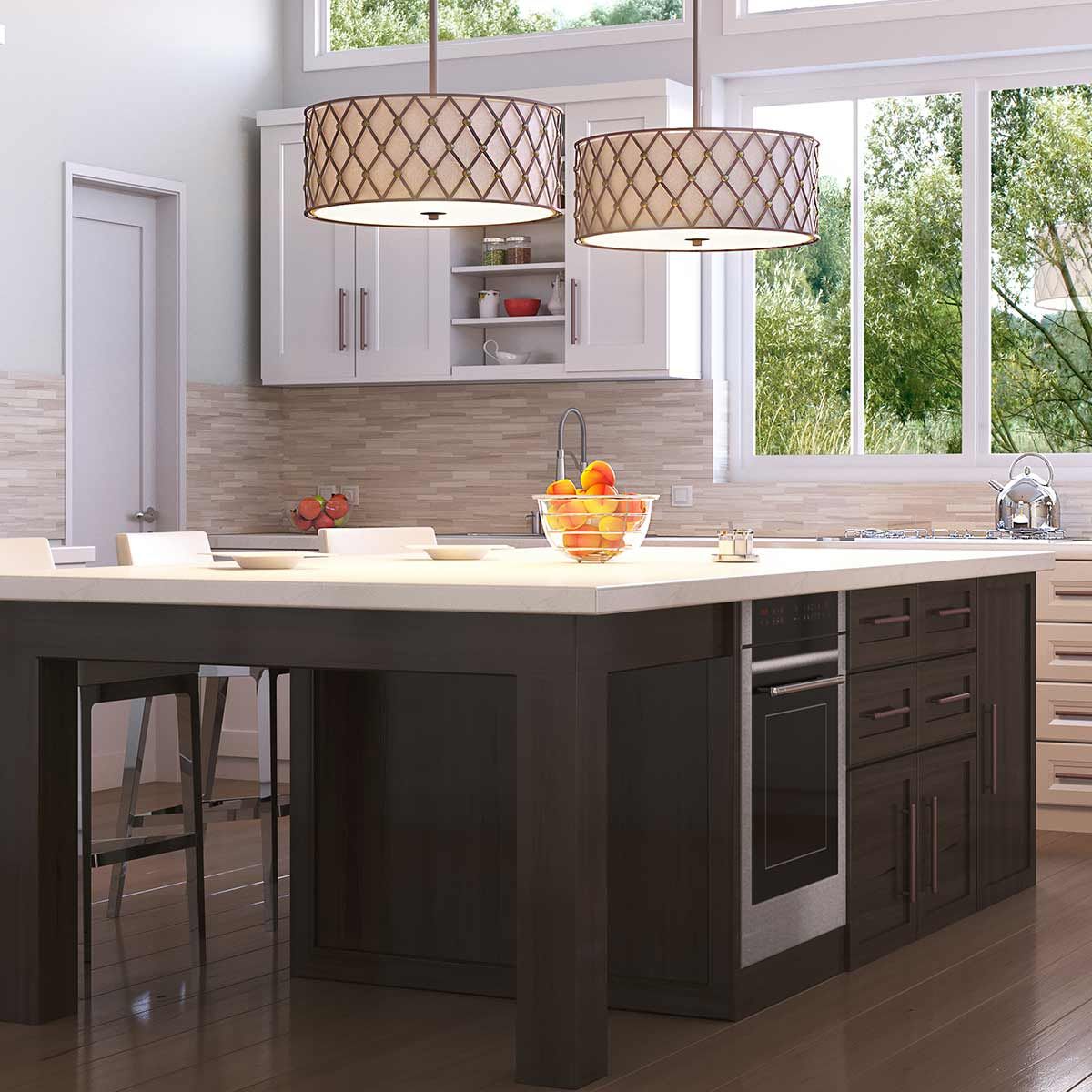 Große Hängelampe mit 4 Lichtern in braunem Gitter - Copper Canyon - Elsteadlighting - leuchtengrosshandel24