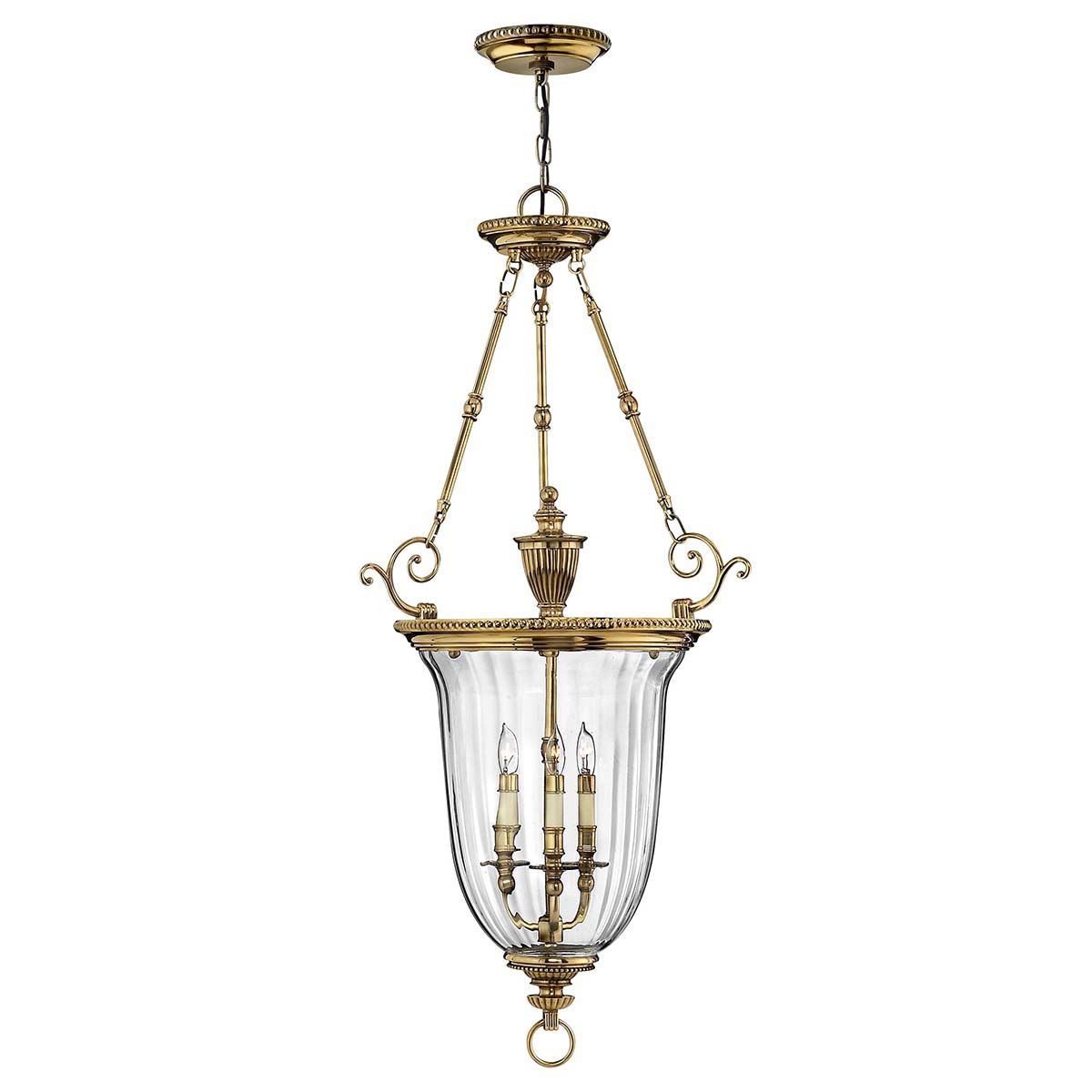 Große Pendelleuchte „Cambridge“ mit 3 Lichtern, brüniertes Messing - Elsteadlighting - leuchtengrosshandel24